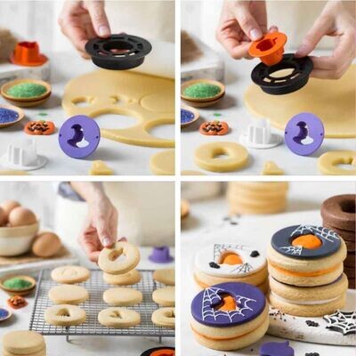 Decora Set 4 Tagliapasta Cutters ​in plastica occhio di bue Halloween