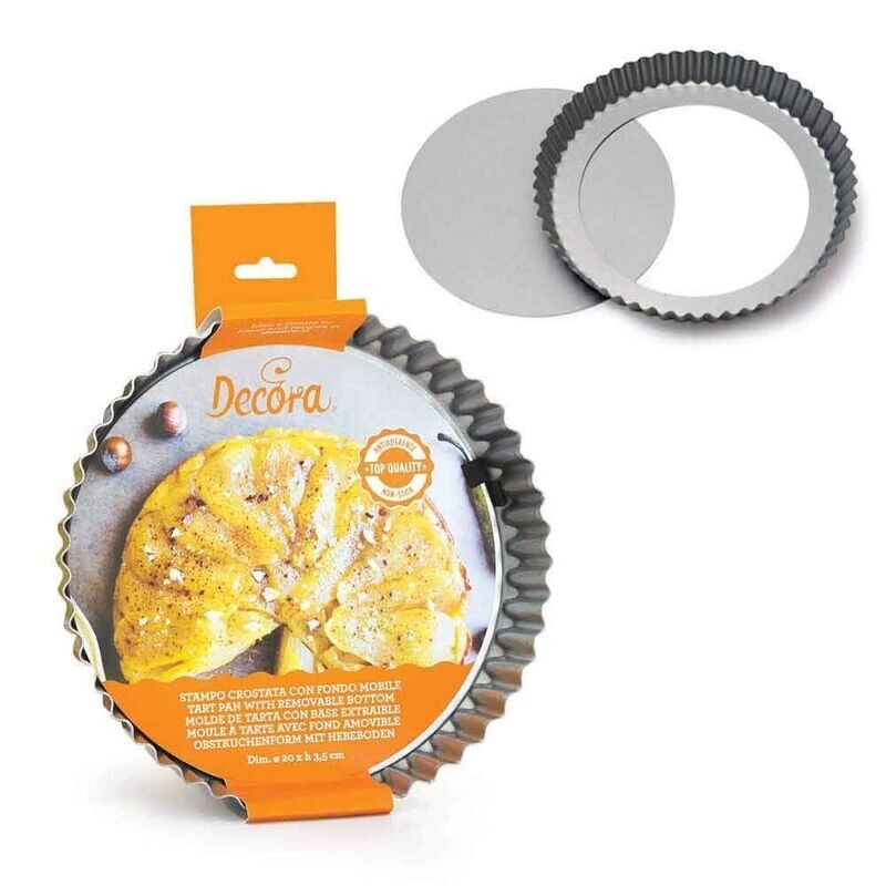 Decora Stampo Tondo per Crostata Fondo Mobile Antiaderente Diametro ø 28 x 3,5 h cm