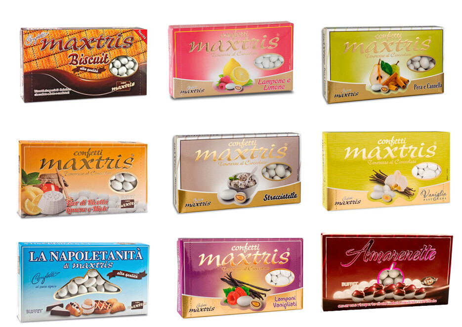 Maxtris Kit Confettata 8 Kg per il tuo Evento! 8 Pacchi a scelta Confetti senza Glutine (Gluten Free) + 40 Conetti e Palettina in Omaggio!
