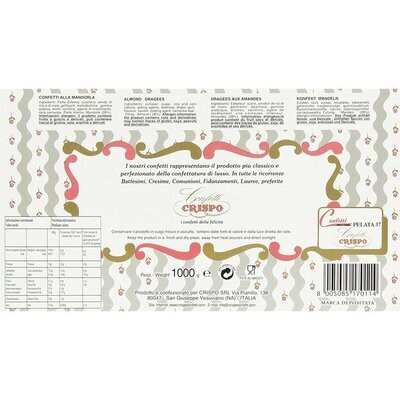 Crispo Confetti Gran Lusso Mandorla Tostata 37/37 Bianchi Senza Glutine (Gluten Free) 1 kg