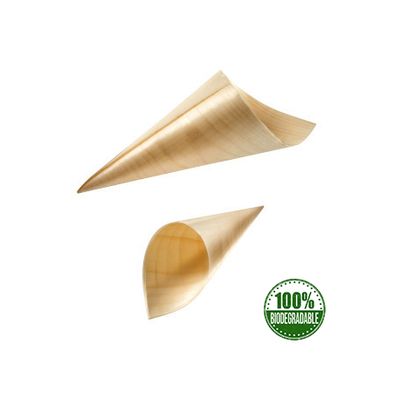 Coni in Legno Foglia Porta Confetti e Finger Food ad uso alimentare 12,5 cm 50 pz Coni in Legno Foglia Porta Confetti e Finger Food ad uso alimentare 12,5 cm 50 pz