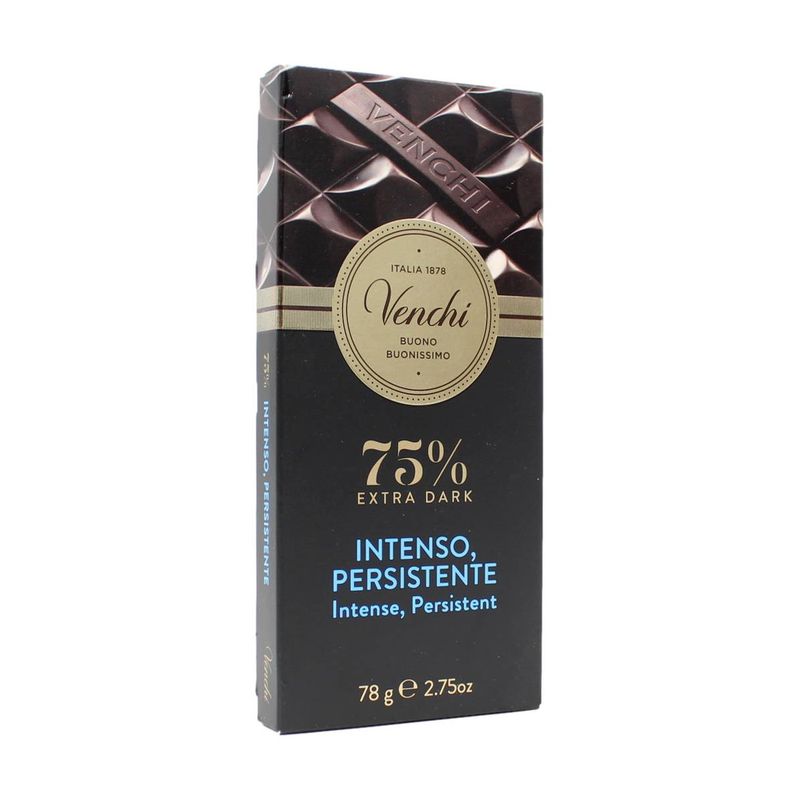 Venchi Tavoletta Cioccolato Fondente 75% Intenso Persistente Gluten Free 78 Gr