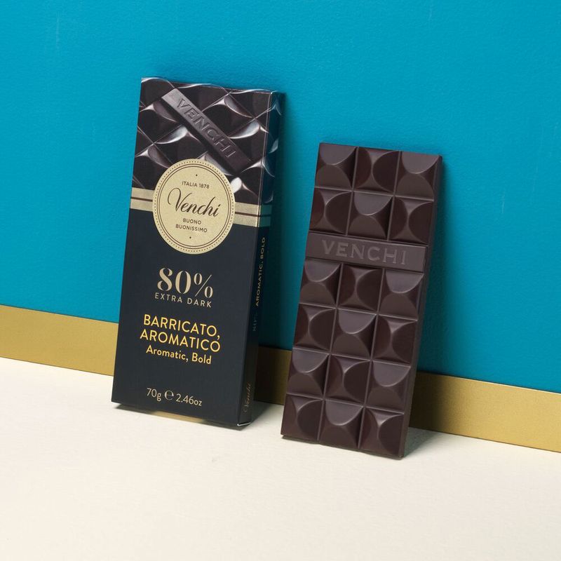 Venchi Tavoletta Cioccolato Fondente 80% Barricato Aromatico Gluten Free 70 Gr