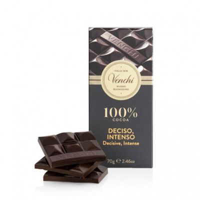 Venchi Tavoletta Cioccolato  Fondente 100% Deciso Intenso Gluten Free 70 Gr