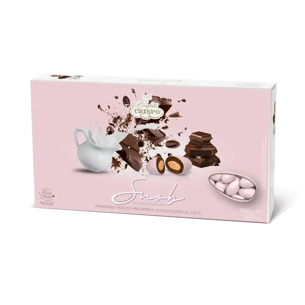 Crispo Confetti Snob Cioccolato al Latte Rosa Chiaro senza Glutine (Gluten Free) 500 Gr