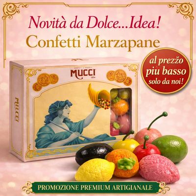 Mucci Confetti Fruttini di Marzapane Confettati decorati a mano senza Glutine (Gluten Free) Box 500 Gr