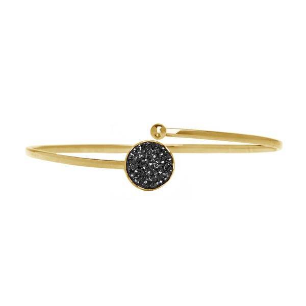 Gouden armband met zwarte druzy agaat
