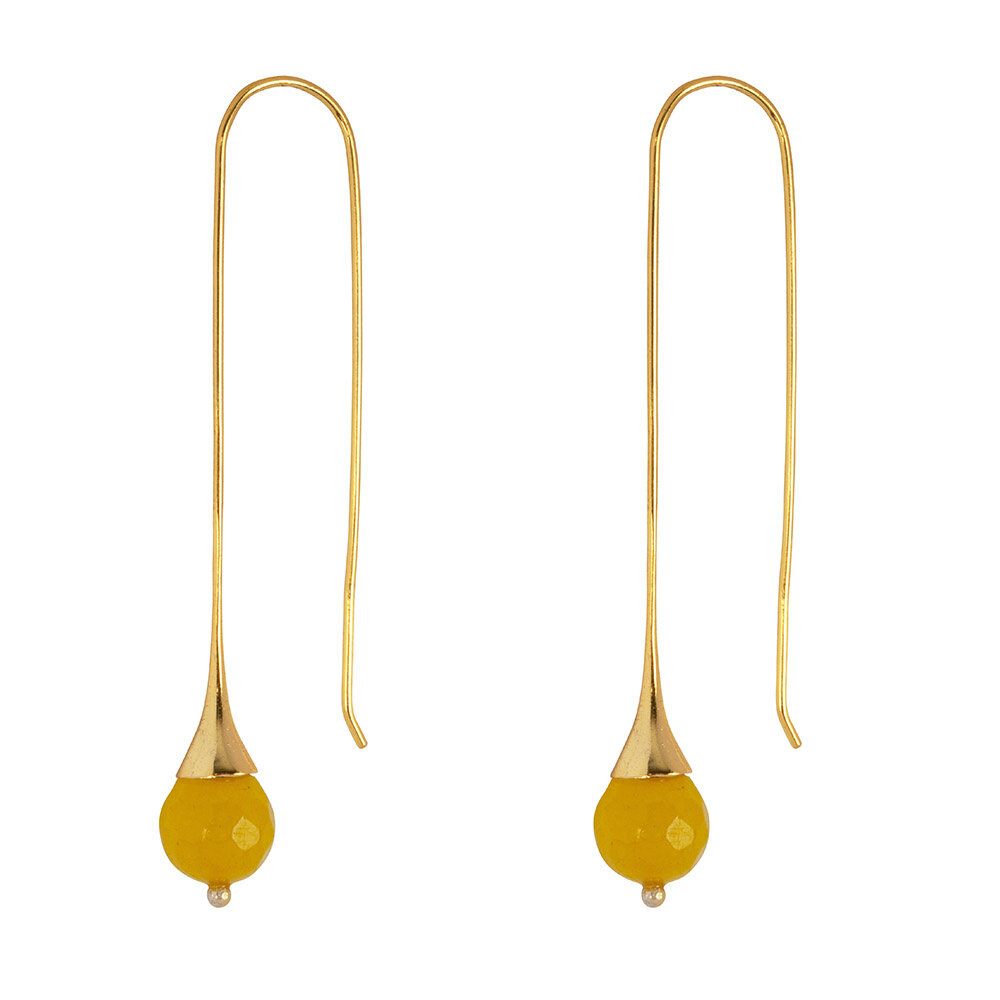 Georgette Gouden oorbel met Gele chalcedoon