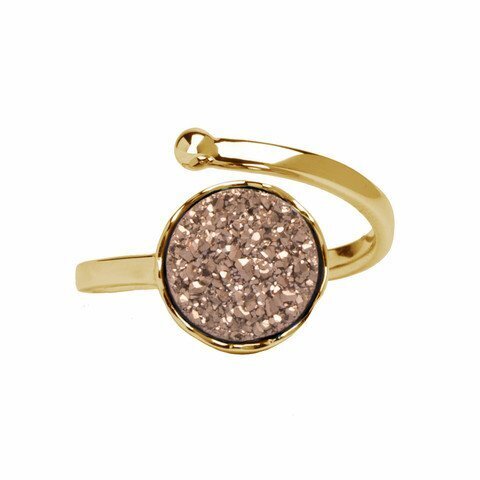 Gouden ring met rose druzy agaat