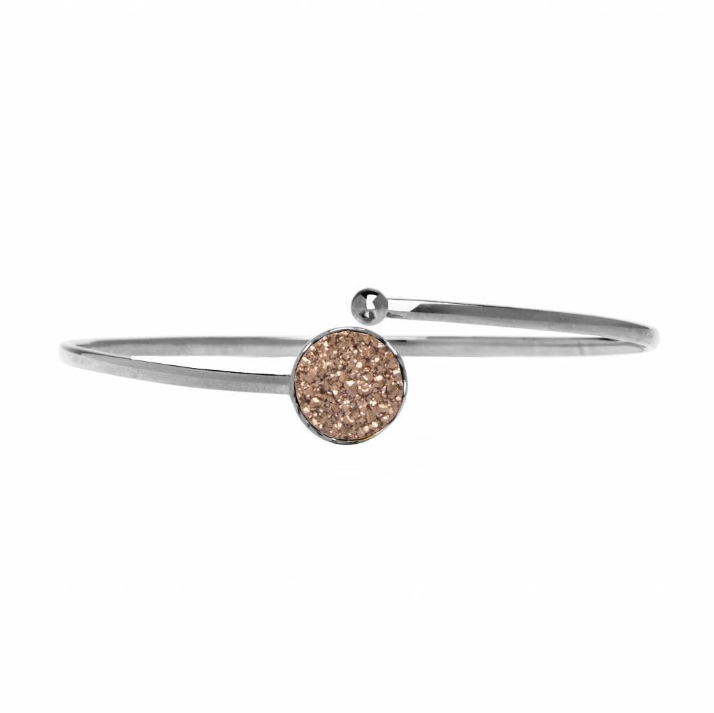 Zilveren armband met rose druzy agaat