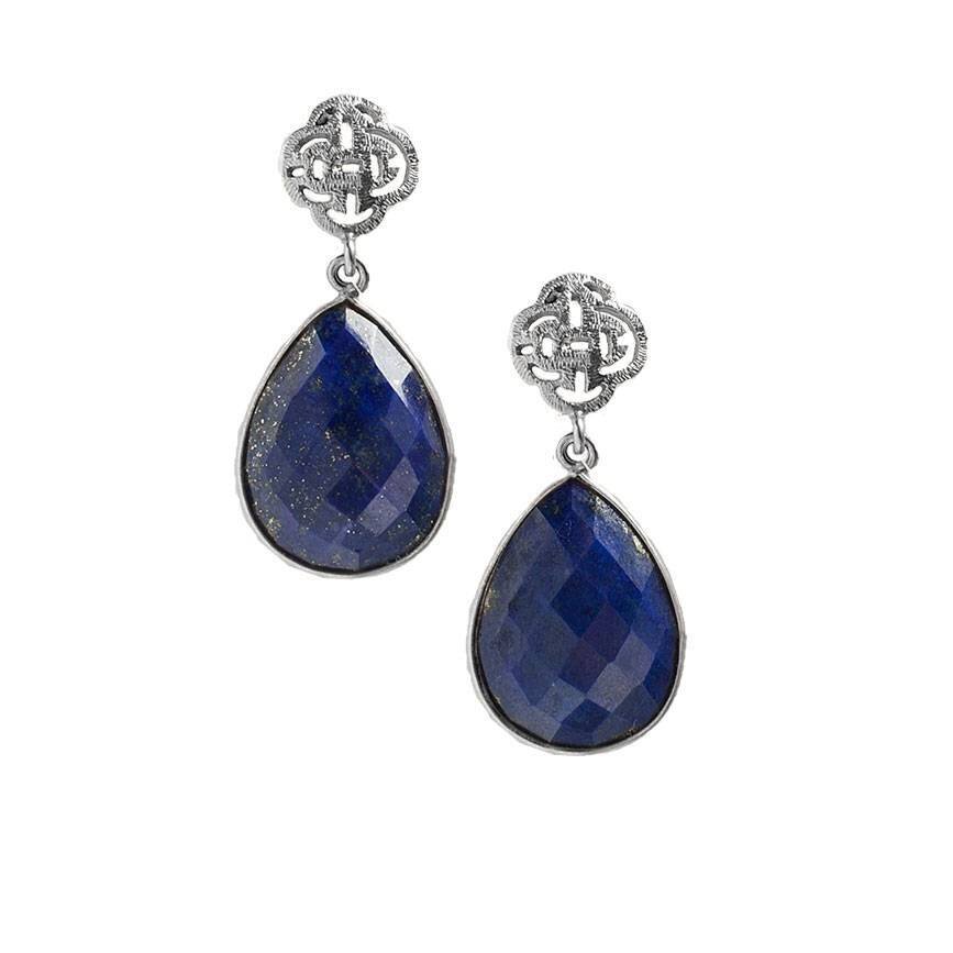 Zilveren logo oorbel met lapis lazuli