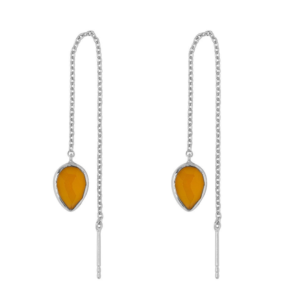 Yael Zilveren oorbel met Gele chalcedony