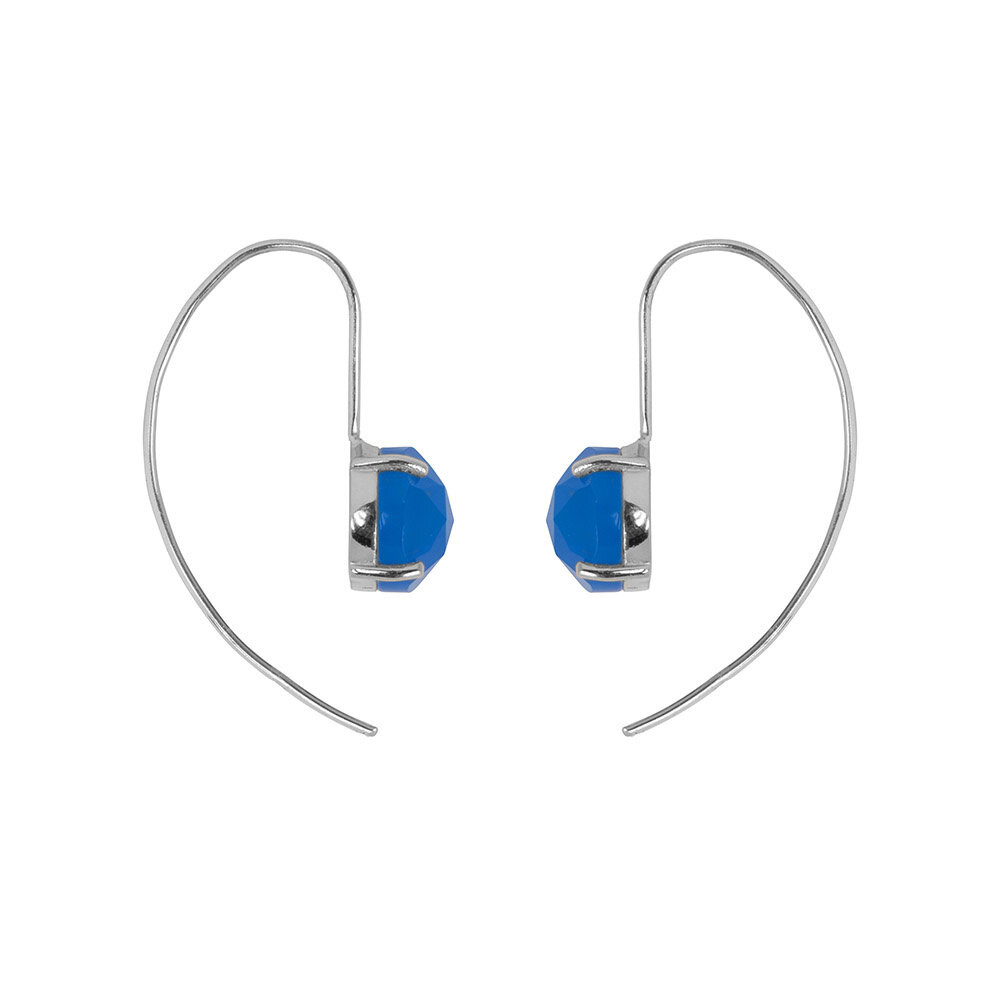 Sara Zilveren oorbel met blauwe chalcedony