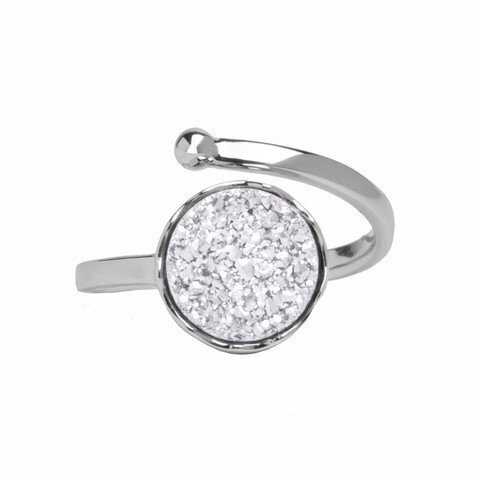 Zilveren ring met witte druzy agaat