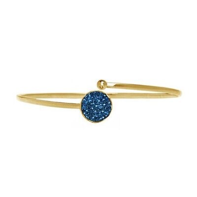 Gouden armband met blauwe druzy agaat