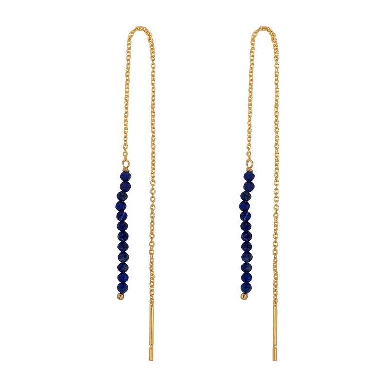 Gouden Eva oorbel Lapis lazuli kralen