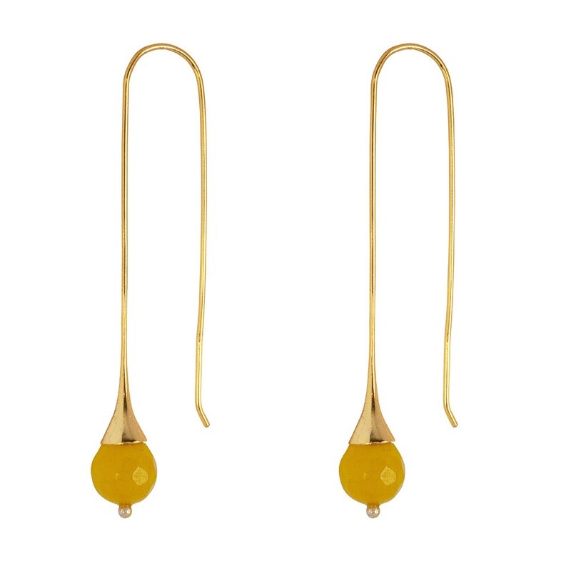 Georgette Gouden oorbel met Gele chalcedoon