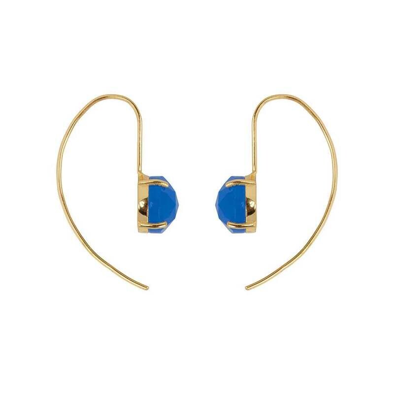 Sara Gouden oorbel met blauwe chalcedony