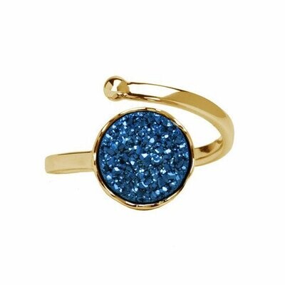 Gouden ring met blauwe druzy agaat