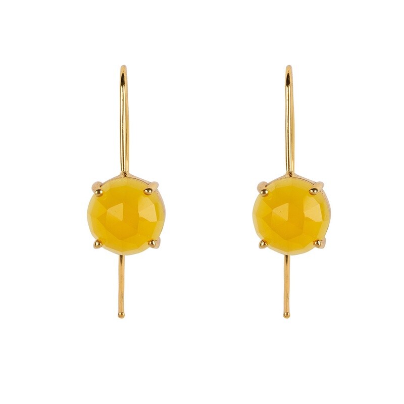 Sara Gouden oorbel met Gele chalcedony