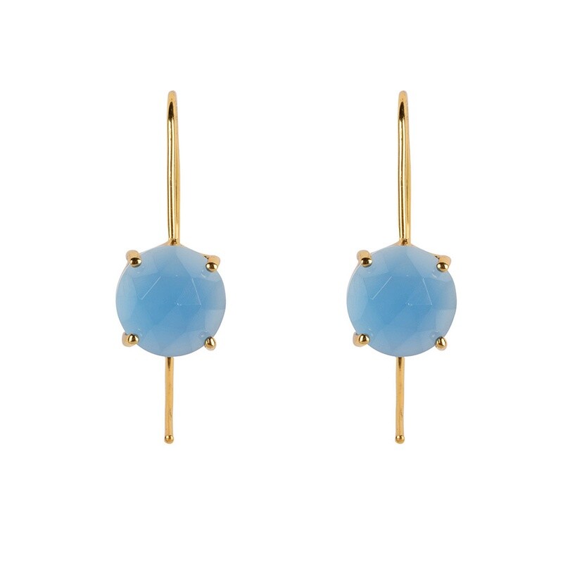 Sara Gouden oorbel met blauwe chalcedony