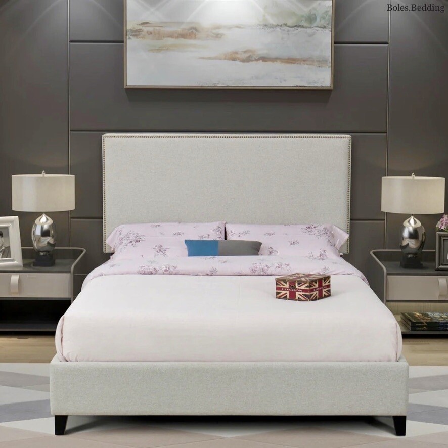 South Bay Madison Upholstered Bed Frame w/ Matching Headboard