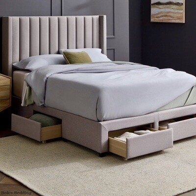 Upholstered 4-Drawer Premium Platform Bed - (Charcoal, Oat, or Stone) - [Free Delivery]