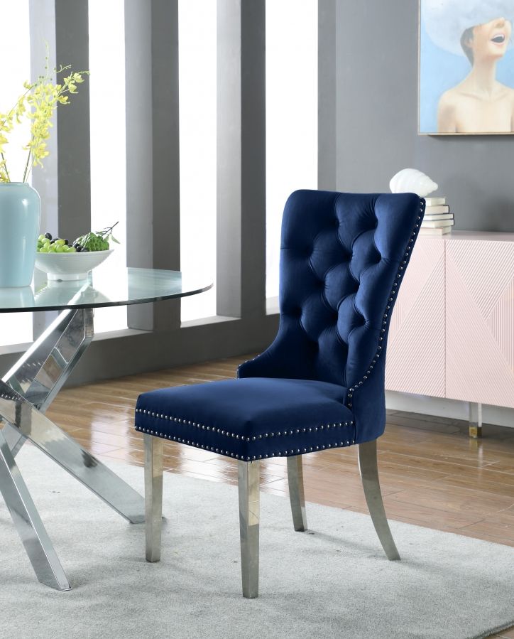 *New* - Meridian - Carmen Collection - Velvet Dining Accent Chairs (Set of 2) - Navy