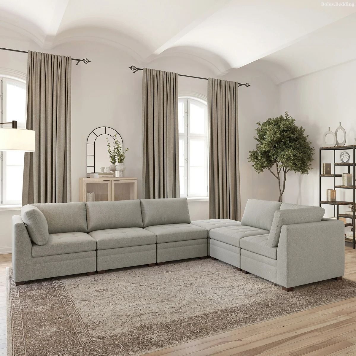 *New* - Thomasville - Tisdale Collection - 6-Piece Bouclé Modular Sectional w/ Storage Ottoman