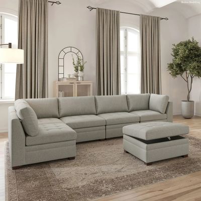 *New* - Thomasville - Tisdale Collection - 6-Piece Bouclé Modular Sectional w/ Storage Ottoman