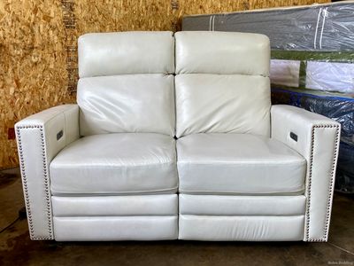 Power Reclining Loveseat - Leather - Bone