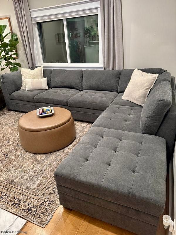 *NEW* - Thomasville - Tisdale Collection - 6-Piece Modular Sectional w/ Storage Ottoman - Dark Gray