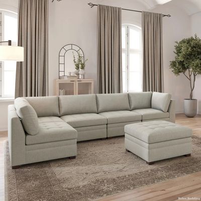*NEW* - Thomasville - Tisdale Collection - 6-Piece Modular Sectional w/ Storage Ottoman - Beige
