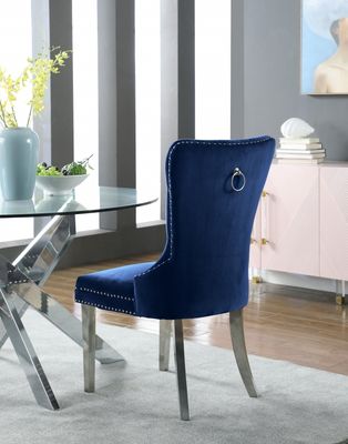 Meridian Carmen Collection Velvet Dining Accent Chairs Set of 2 Navy