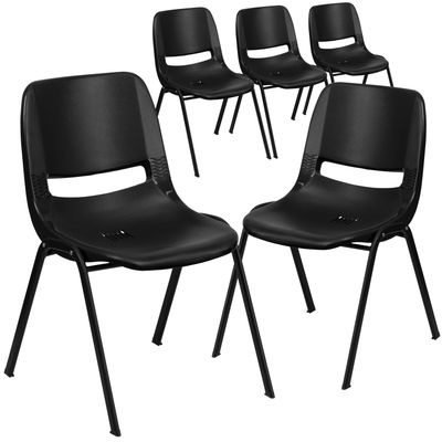 Flash Furniture Hercules Series Plastic Stackable Kids Chairs (Set of 5, Black)
