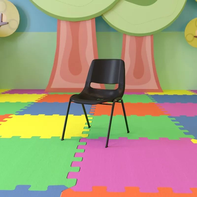 Flash Furniture Hercules Series Plastic Stackable Kids Chairs (Set of 5, Black)