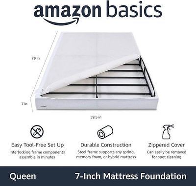 Amazon Basics Mattress Foundation Smart Box Spring Queen 7 Inch