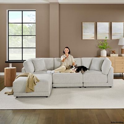 Aiden &amp; Ivy - Dayna - 4-Piece Modular Sectional - Light Gray