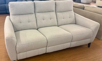 Gilman Creek Alpendale Power Reclining Sofa with Power Headrests – Light Gray