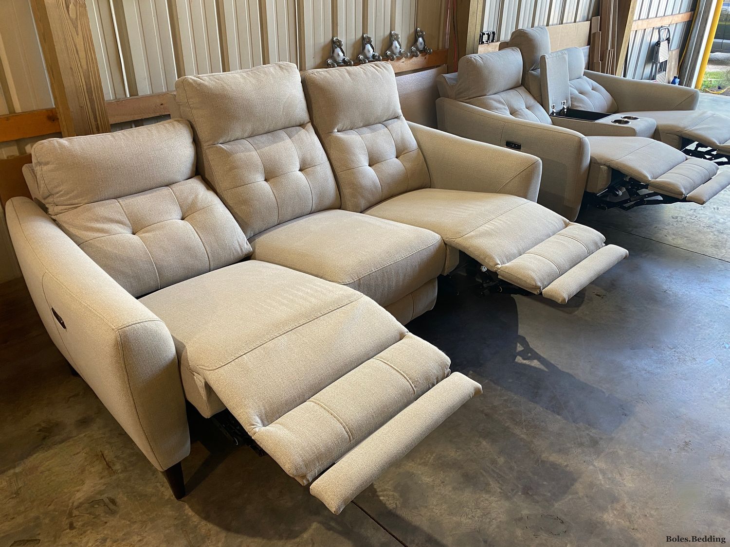 Gilman Creek Alpendale Power Reclining Sofa and Loveseat with Power Headrests – Matching Set – Light Gray