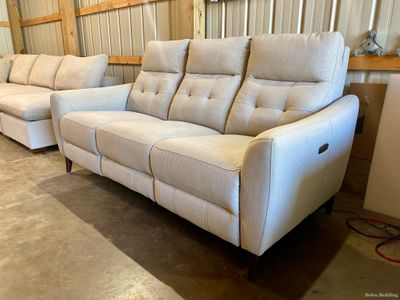 Gilman Creek Alpendale Power Reclining Sofa and Loveseat with Power Headrests – Matching Set – Light Gray
