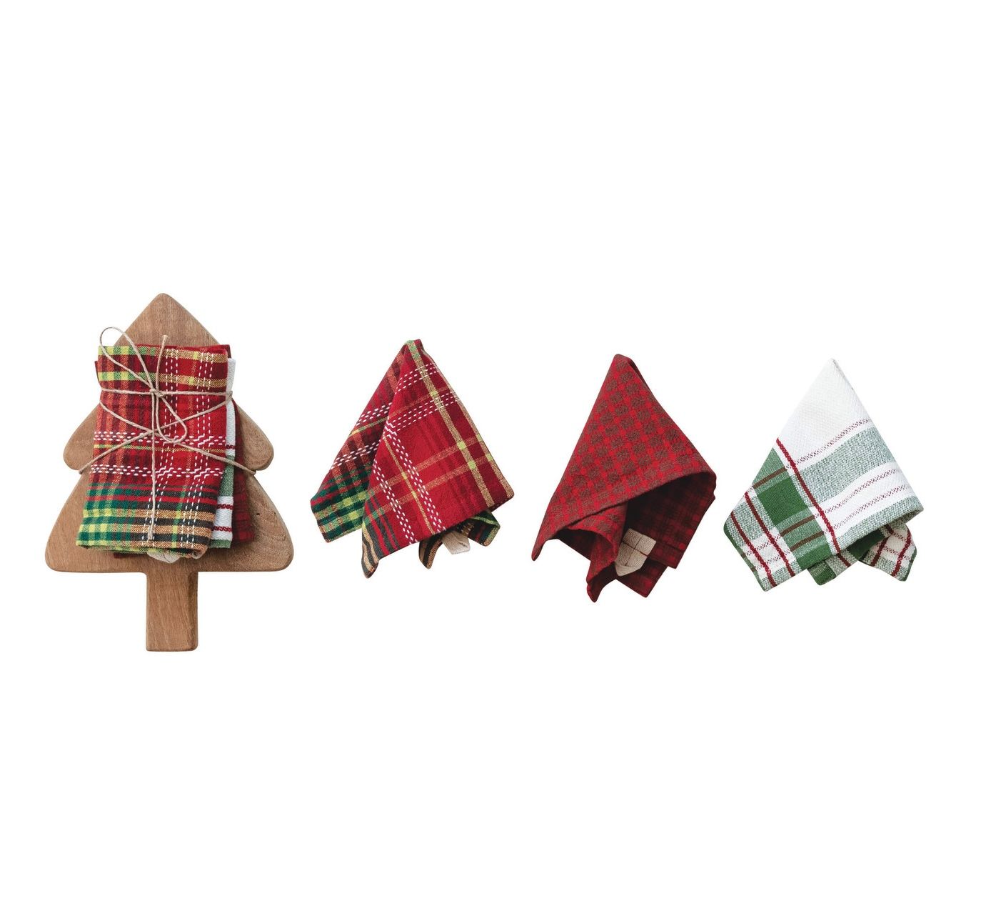 Christmas Tree Cutting Board & 3 Holiday Dishcloths