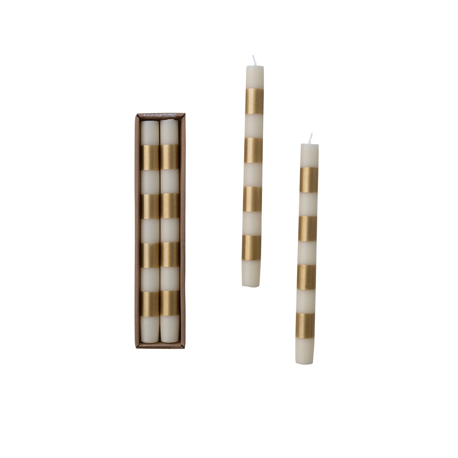 Striped Candle Pair, Gold