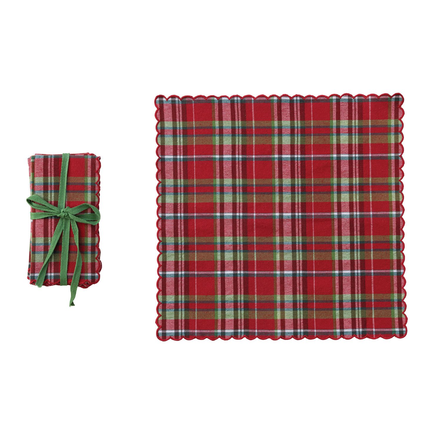 Plaid Scalloped Napkins, Set of 4 Plaid Scalloped Napkins, Set of 4