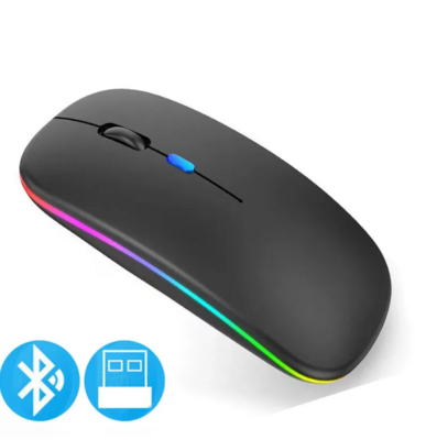 Bluetoooth Wireless Mouse With USB Rechargeable RGB Light