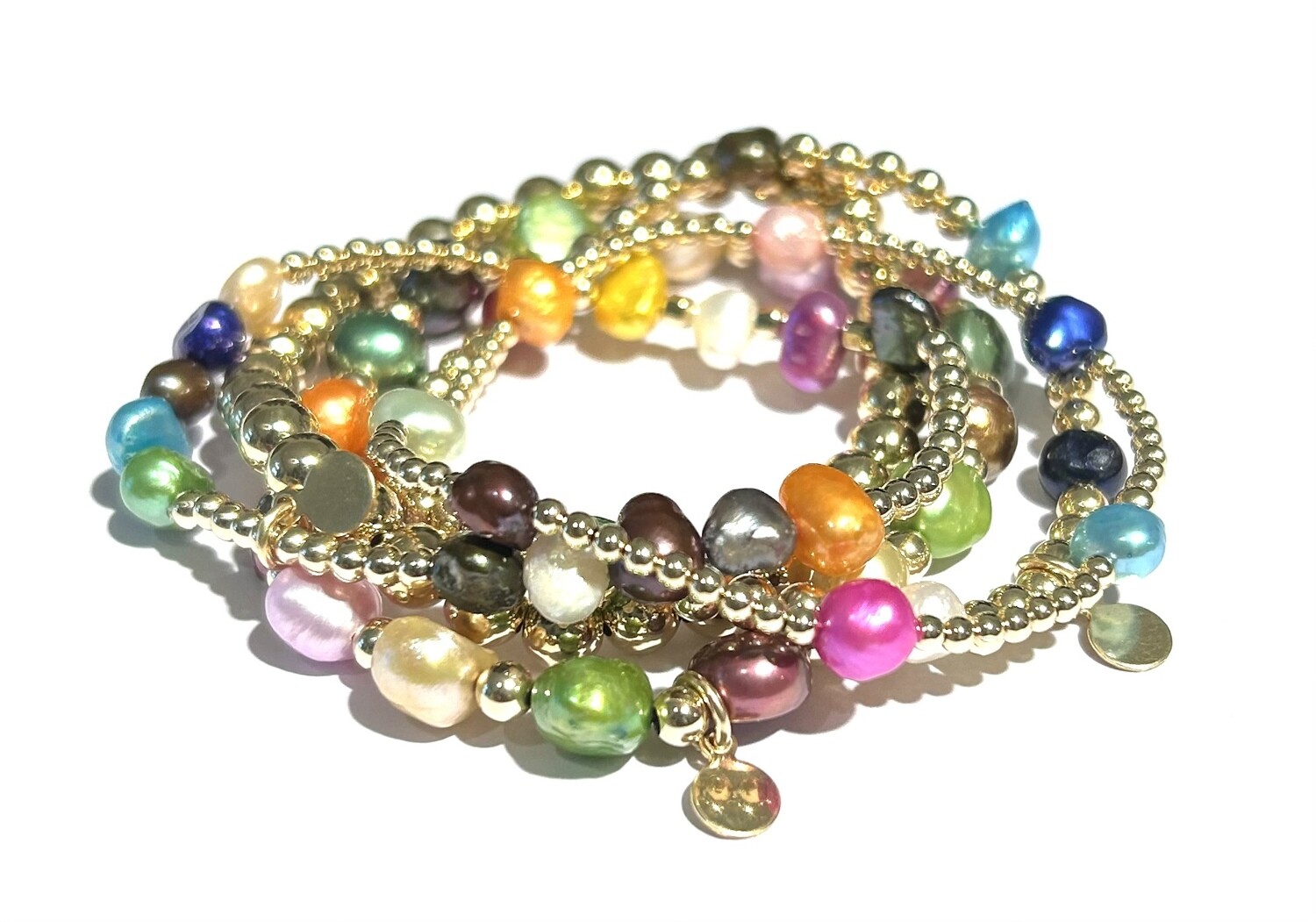 Multicolor Pearls Set of 5 Bracelets