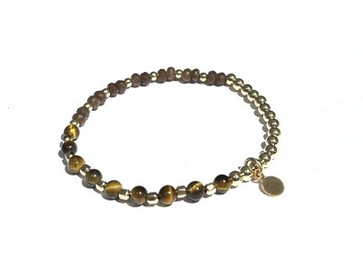 Tiger Eye Bracelet with Golden Beads