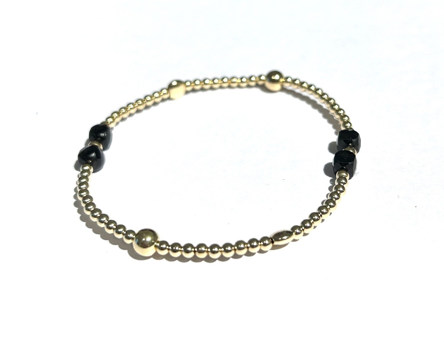 Gold Bracelet with Black Onyx Stones