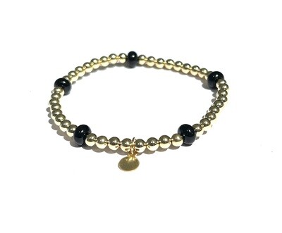 Black Onyx Stones Golden Bracelet