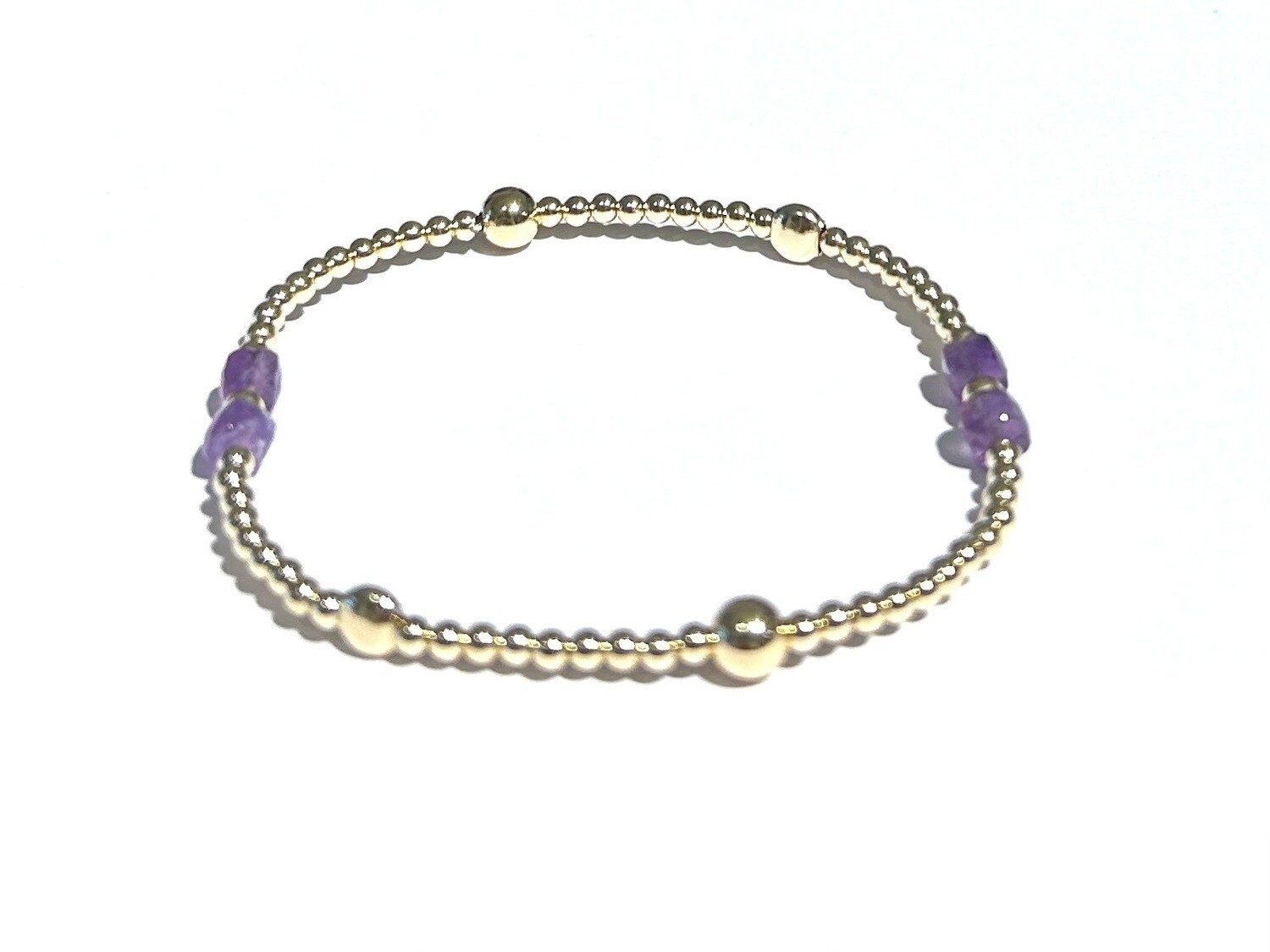 Gold Bracelet with Amethyst Stones